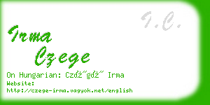 irma czege business card